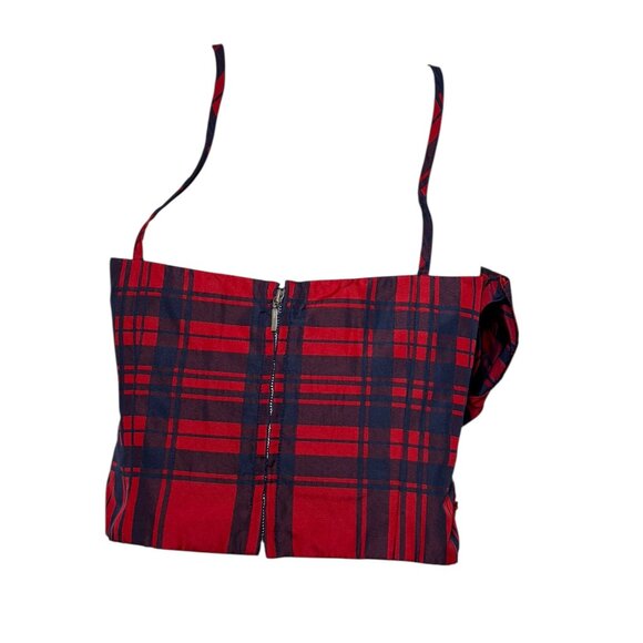 Flor et.al. Plaid Wrap Tie Top Red Navy | Ralph Lauren Christmas Vibes M - Picture 5 of 7